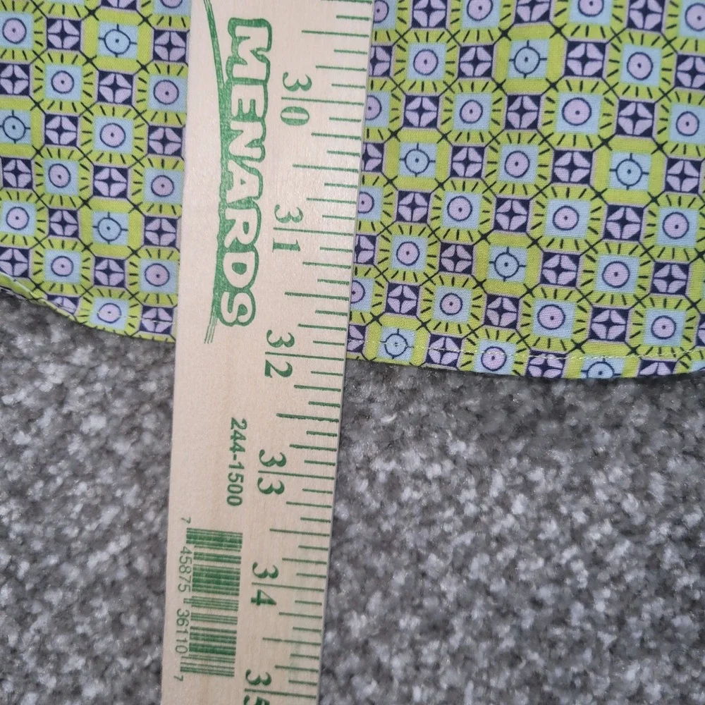 Thomas Dean Mens XL Long Sleeve Button Down Shirt Geometric Green Purple Cotton - Picture 6 of 7
